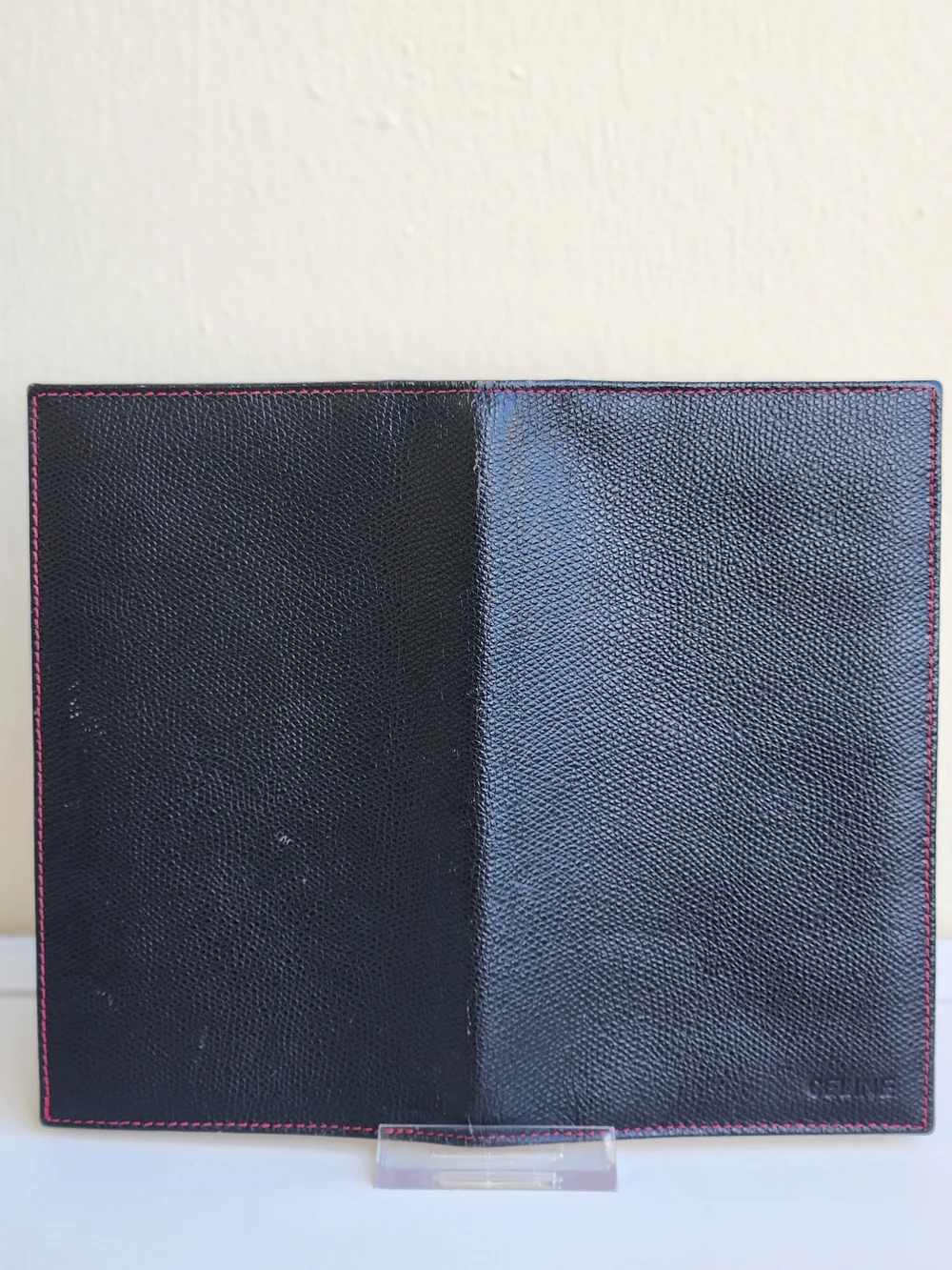 Celine Paris Red Leather Card/ Passport Holder/long Bifold Wallet